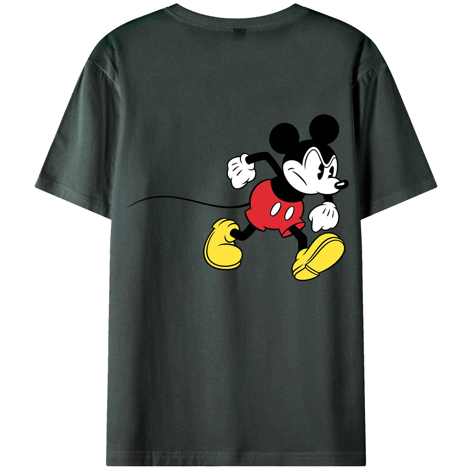 ミッキーマウス Mickey Mouse 綿100％ メンズ半袖Tシャツ（バックプリント） 通気性